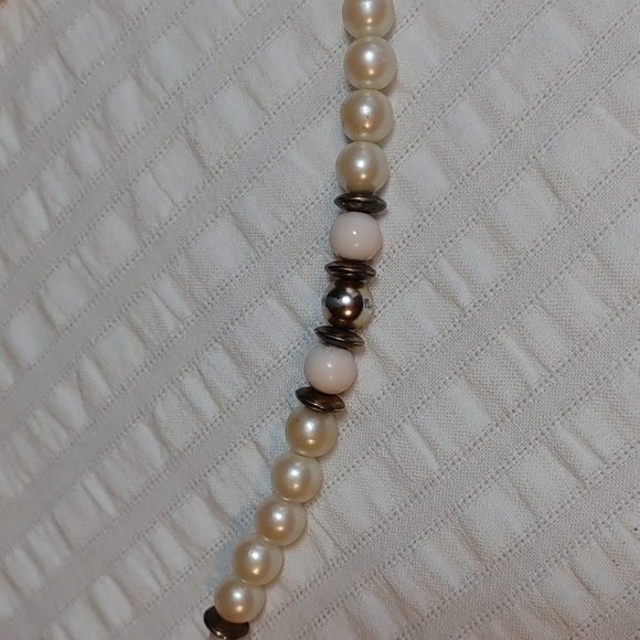 Vintage 1928 Signed Faux Pearl with Pink Teardrop Beads - Picture 11 of 15